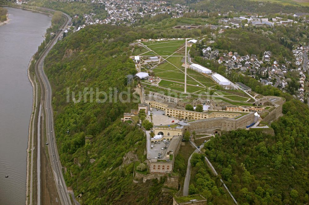 Koblenz aus der Vogelperspektive: Eröffnung der BUGA 2011 auf der Festung Ehrenbreitstein in Koblenz