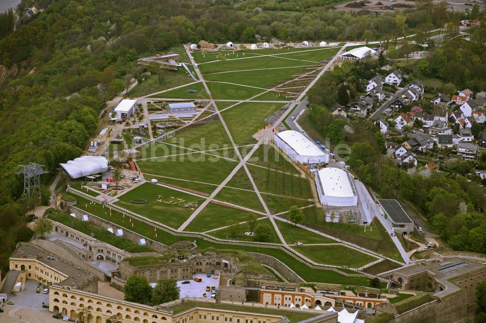 Koblenz von oben - Eröffnung der BUGA 2011 auf der Festung Ehrenbreitstein in Koblenz