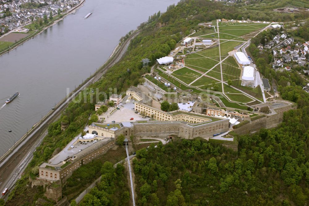 Koblenz aus der Vogelperspektive: Eröffnung der BUGA 2011 auf der Festung Ehrenbreitstein in Koblenz