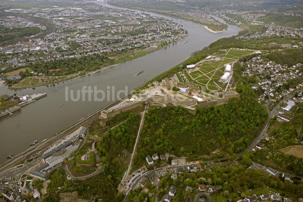 Luftbild Koblenz - Eröffnung der BUGA 2011 auf der Festung Ehrenbreitstein in Koblenz