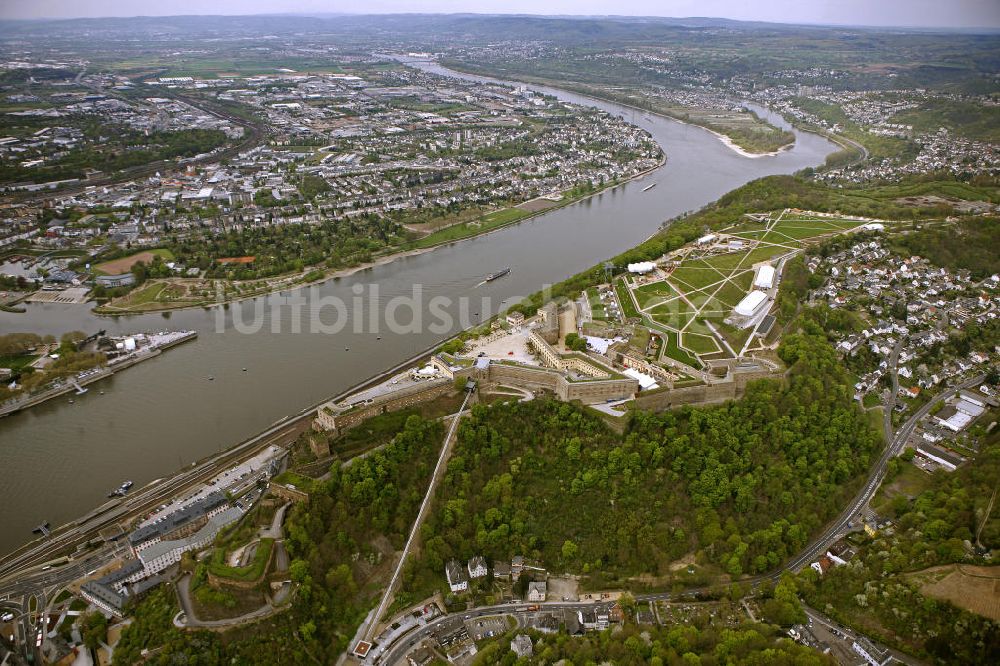 Luftaufnahme Koblenz - Eröffnung der BUGA 2011 auf der Festung Ehrenbreitstein in Koblenz