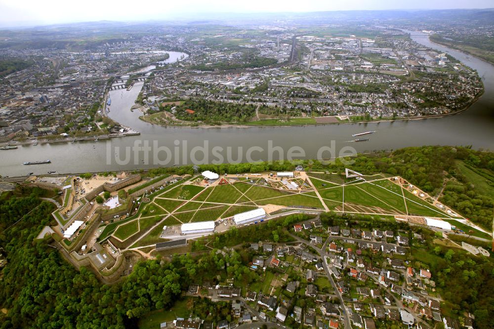 Koblenz aus der Vogelperspektive: Eröffnung der BUGA 2011 auf der Festung Ehrenbreitstein in Koblenz