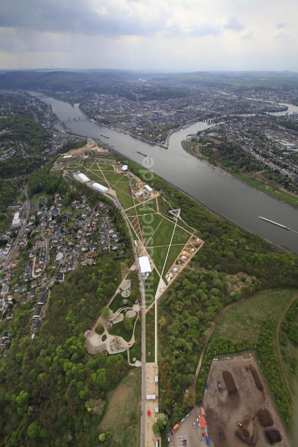 Koblenz von oben - Eröffnung der BUGA 2011 auf der Festung Ehrenbreitstein in Koblenz