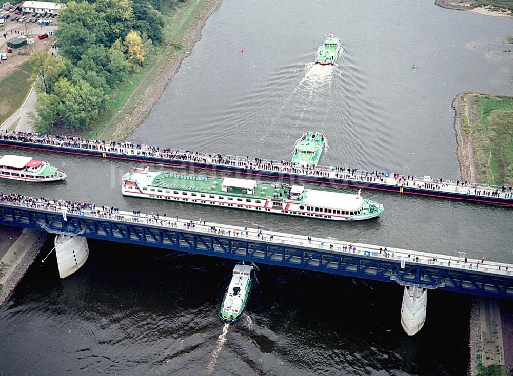 Luftbild Hohenwarthe / Sachsen-Anhalt - Eröffnung Wasserstraßenkreuz Magdeburg