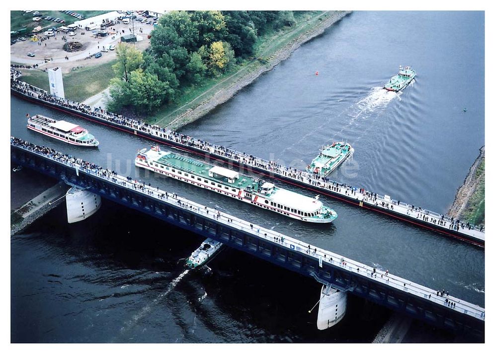 Luftaufnahme Hohenwarthe / Sachsen-Anhalt - Eröffnung Wasserstraßenkreuz Magdeburg