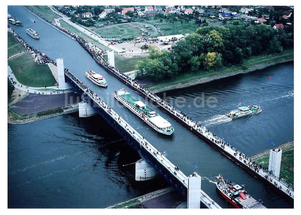 Hohenwarthe / Sachsen-Anhalt von oben - Eröffnung Wasserstraßenkreuz Magdeburg