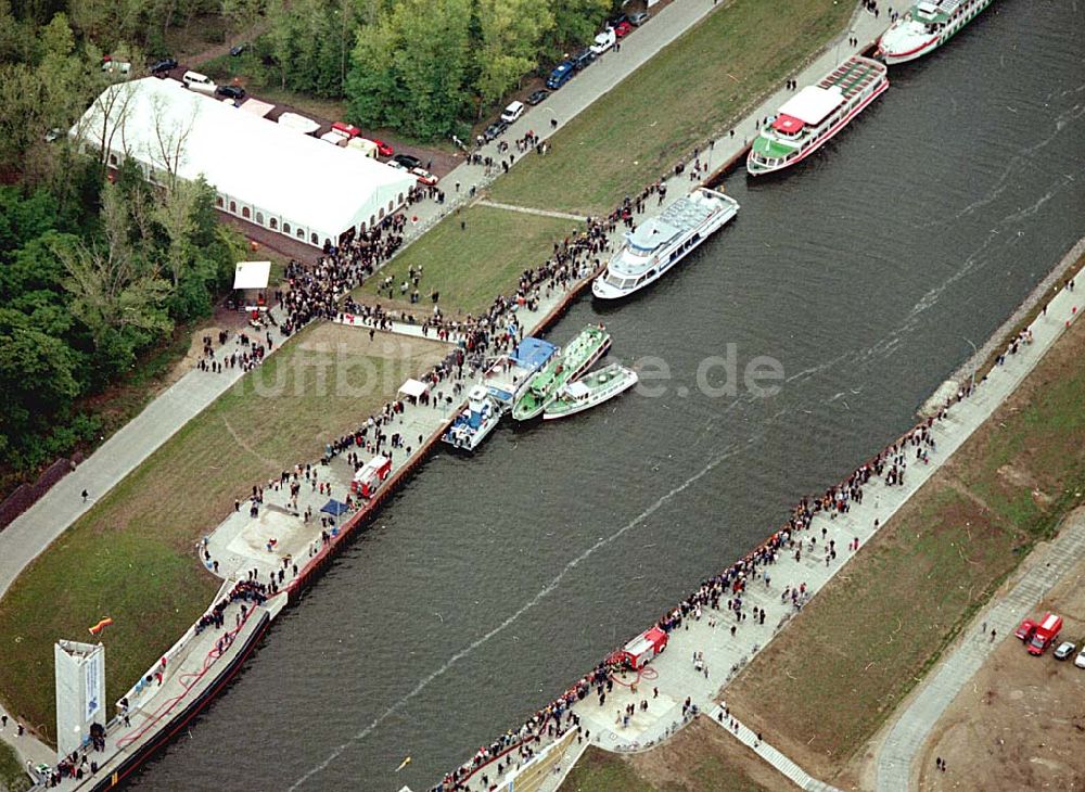 Hohenwarthe / Sachsen-Anhalt von oben - Eröffnung Wasserstraßenkreuz Magdeburg