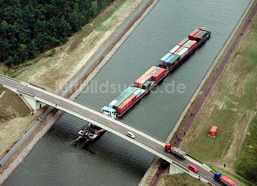 Luftbild Hohenwarthe / Sachsen-Anhalt - Eröffnung Wasserstraßenkreuz Magdeburg