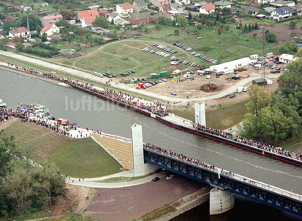 Luftaufnahme Hohenwarthe / Sachsen-Anhalt - Eröffnung Wasserstraßenkreuz Magdeburg