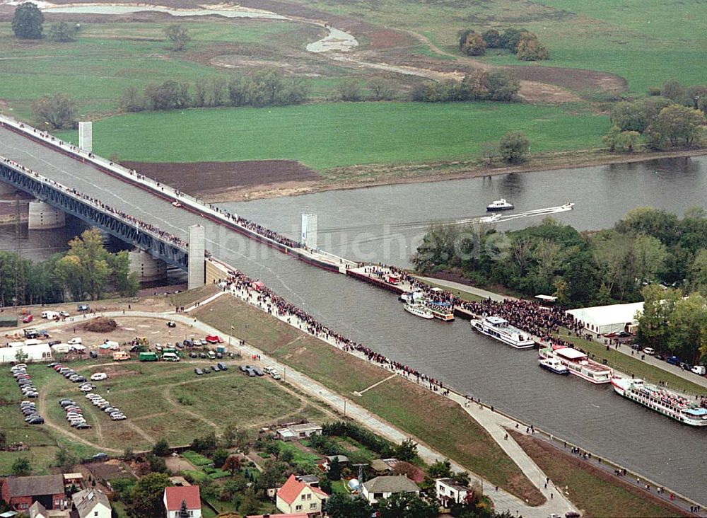 Hohenwarthe / Sachsen-Anhalt von oben - Eröffnung Wasserstraßenkreuz Magdeburg