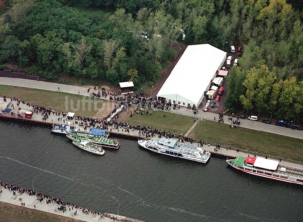 Luftbild Hohenwarthe / Sachsen-Anhalt - Eröffnung Wasserstraßenkreuz Magdeburg