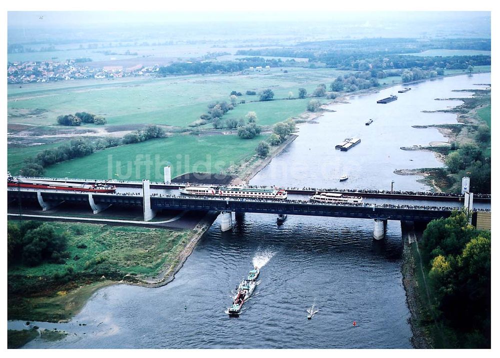 Luftbild Hohenwarthe / Sachsen-Anhalt - Eröffnung Wasserstraßenkreuz Magdeburg