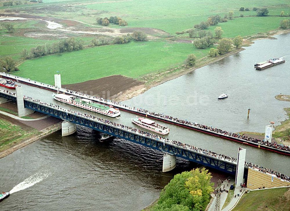 Luftaufnahme Hohenwarthe / Sachsen-Anhalt - Eröffnung Wasserstraßenkreuz Magdeburg