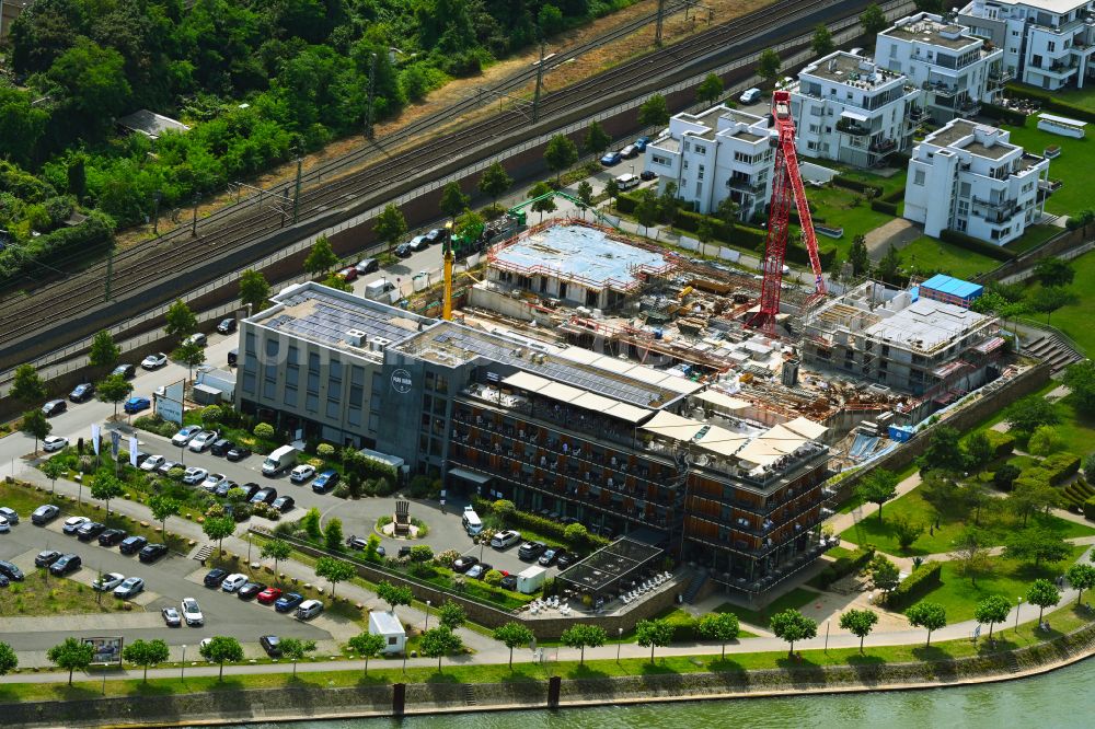 Luftaufnahme Bingen am Rhein - Ergänzungs- Baustelle der Hotelanlage Hotel Papa Rhein in Bingen am Rhein im Bundesland Rheinland-Pfalz, Deutschland