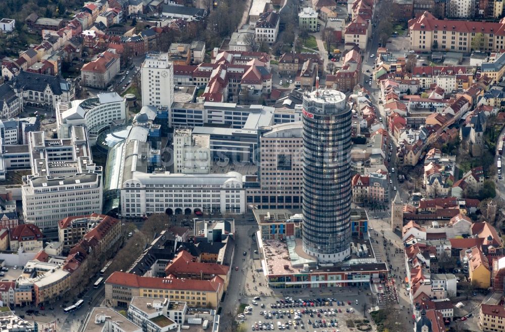 Luftaufnahme Jena - Ernst-Abbe-Platz mit Campus der Friedrich-Schiller-Universität Jena im Bundesland Thüringen