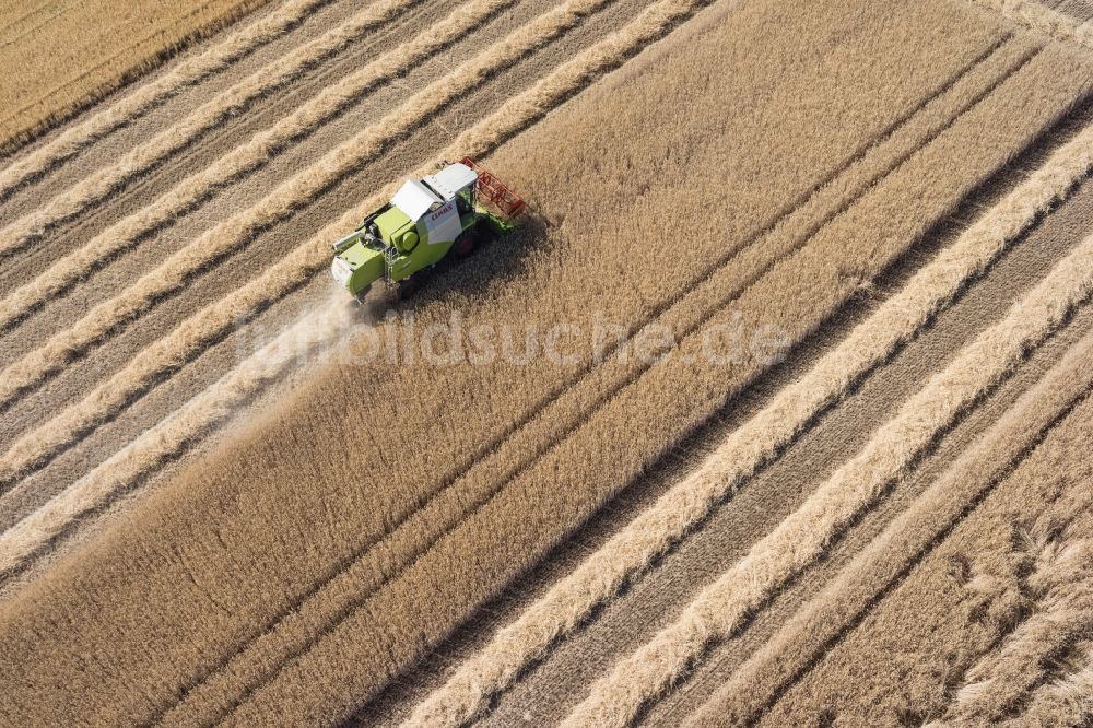 Friolzheim von oben - Ernteeinsatz auf landwirtschaftlichen Feldern in Friolzheim im Bundesland Baden-Württemberg