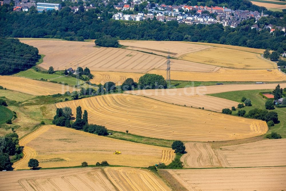 Luftaufnahme Hattingen - Ernteeinsatz auf landwirtschaftlichen Feldern in Hattingen im Bundesland Nordrhein-Westfalen