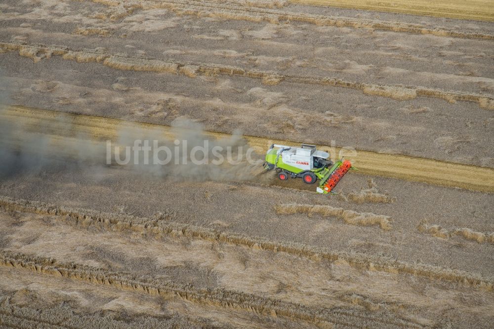 Planetal von oben - Ernteeinsatz auf landwirtschaftlichen Feldern in Planetal im Bundesland Brandenburg, Deutschland