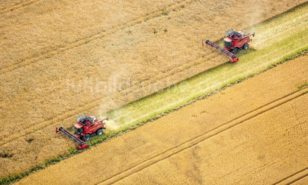 Luftbild Vipperow - Ernteeinsatz auf landwirtschaftlichen Feldern in Vipperow im Bundesland Mecklenburg-Vorpommern