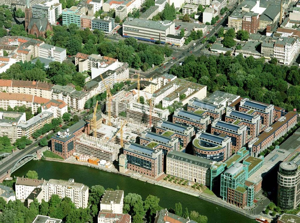 Berlin - Moabit von oben - Errichtung eines neuen Büro- und Geschäftshauses an der Gotzkowskybrücke gegenüber dem FOCUS - Teleport in Berlin - Moabit durch die IMBAU GmbH