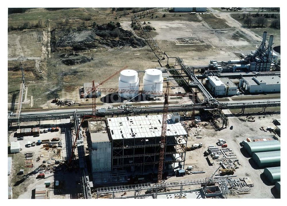 Schwarzheide / Brandenburg von oben - Errichtung einer Pflanzenschutzmittelanlage auf dem Werksgelände der BASF - Schwarzheide .