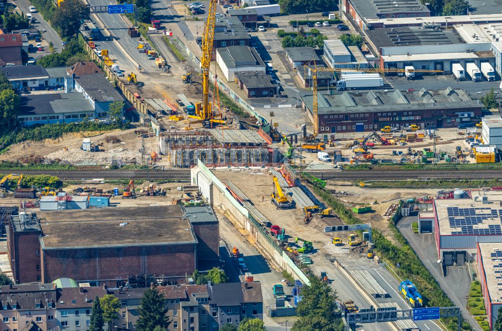 Luftaufnahme Bochum - Ersatzneubau des Autobahn- Brückenbauwerk BAB A40 in Bochum im Bundesland Nordrhein-Westfalen, Deutschland