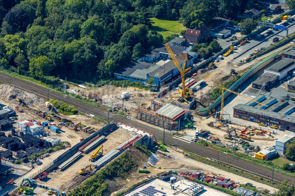 Luftaufnahme Bochum - Ersatzneubau des Autobahn- Brückenbauwerk BAB A40 in Bochum im Bundesland Nordrhein-Westfalen, Deutschland