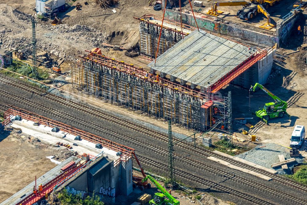 Bochum von oben - Ersatzneubau des Autobahn- Brückenbauwerk BAB A40 in Bochum im Bundesland Nordrhein-Westfalen, Deutschland