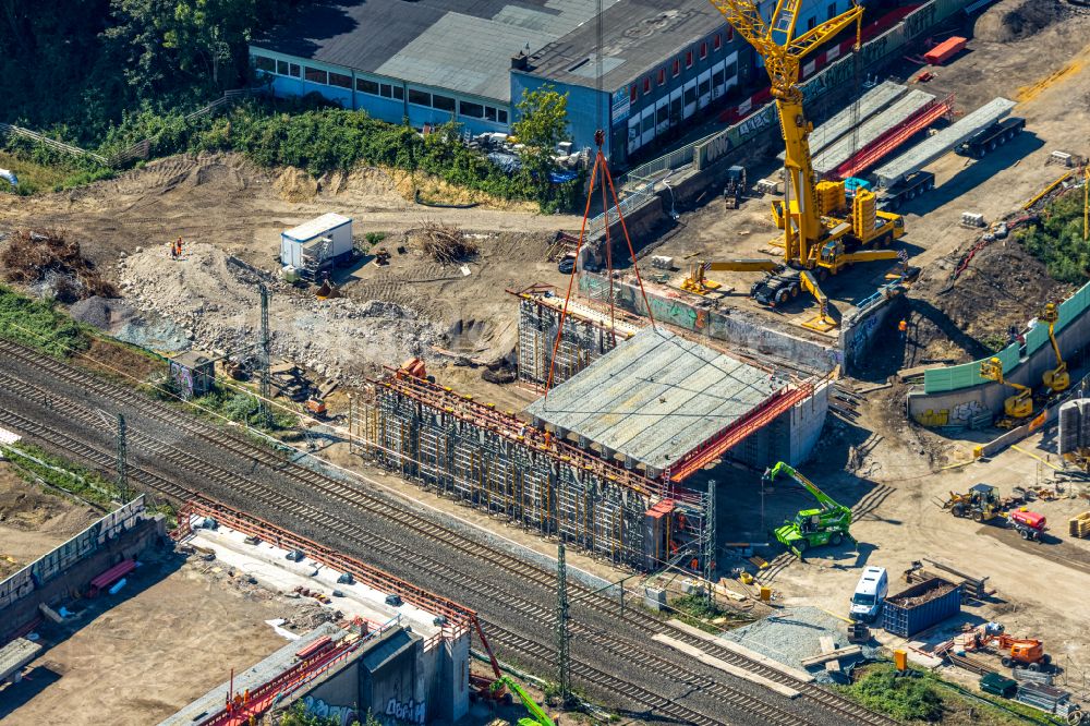 Bochum aus der Vogelperspektive: Ersatzneubau des Autobahn- Brückenbauwerk BAB A40 in Bochum im Bundesland Nordrhein-Westfalen, Deutschland