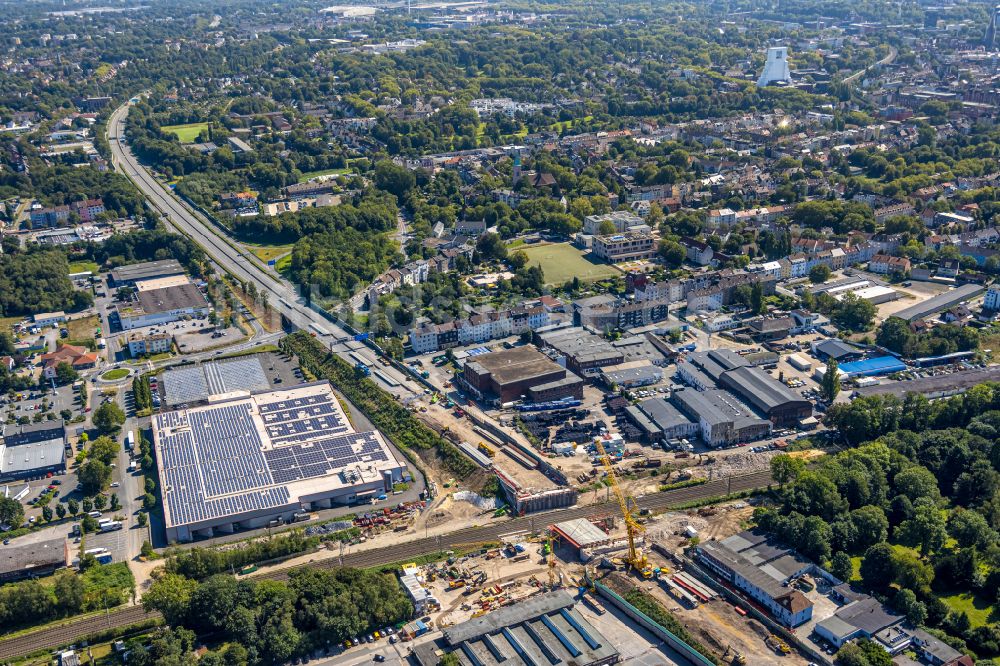 Luftbild Bochum - Ersatzneubau des Autobahn- Brückenbauwerk BAB A40 in Bochum im Bundesland Nordrhein-Westfalen, Deutschland