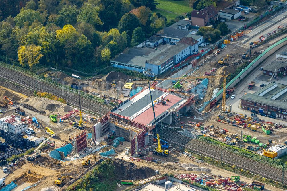 Luftaufnahme Bochum - Ersatzneubau des Autobahn- Brückenbauwerk BAB A40 in Bochum im Bundesland Nordrhein-Westfalen, Deutschland