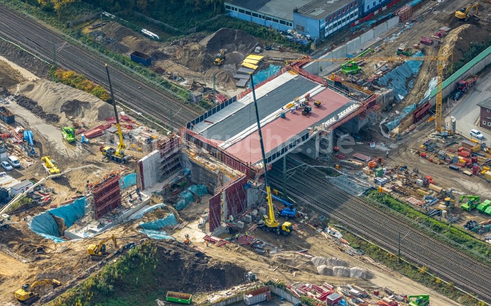 Bochum aus der Vogelperspektive: Ersatzneubau des Autobahn- Brückenbauwerk BAB A40 in Bochum im Bundesland Nordrhein-Westfalen, Deutschland