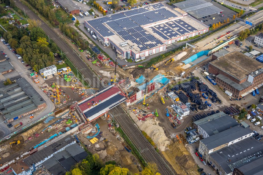 Bochum aus der Vogelperspektive: Ersatzneubau des Autobahn- Brückenbauwerk BAB A40 in Bochum im Bundesland Nordrhein-Westfalen, Deutschland