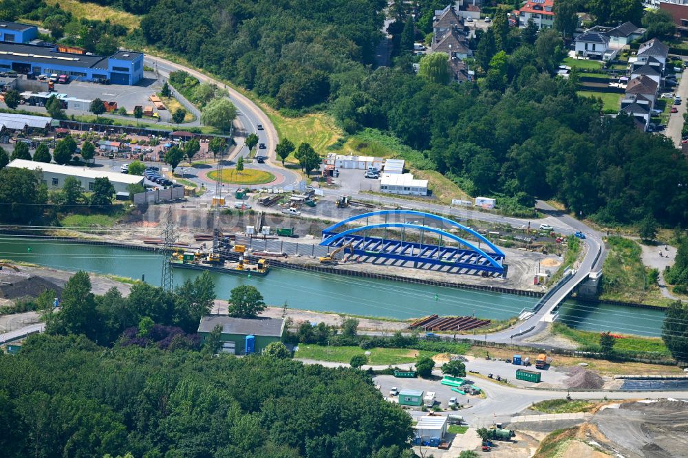 Datteln aus der Vogelperspektive: Ersatzneubau des Brückenbauwerk Löringhofbrücke in Datteln im Bundesland Nordrhein-Westfalen, Deutschland