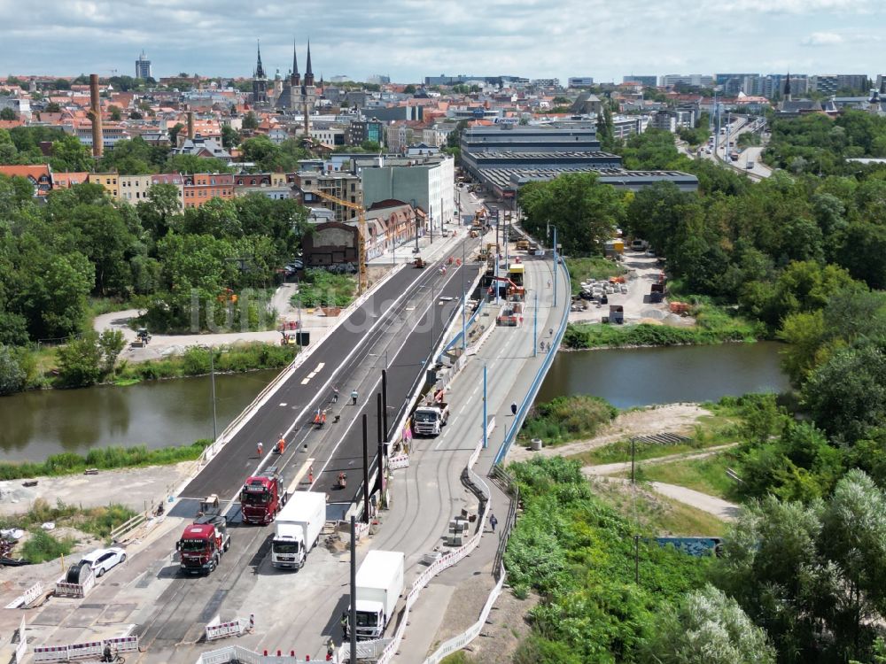 Luftbild Halle (Saale) - Ersatzneubau des Brückenbauwerk Saale-Bücke in Halle (Saale) im Bundesland Sachsen-Anhalt, Deutschland