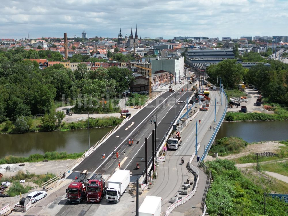 Luftaufnahme Halle (Saale) - Ersatzneubau des Brückenbauwerk Saale-Bücke in Halle (Saale) im Bundesland Sachsen-Anhalt, Deutschland