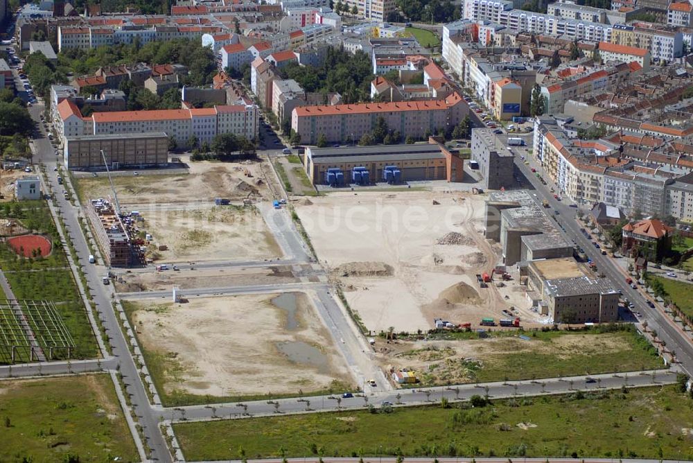 Berlin aus der Vogelperspektive: Erschließungs- und Abrißarbeiten am Umformwerk in Areal des Stadtentwicklungsgebietes Eldenaer Straße in Berlin