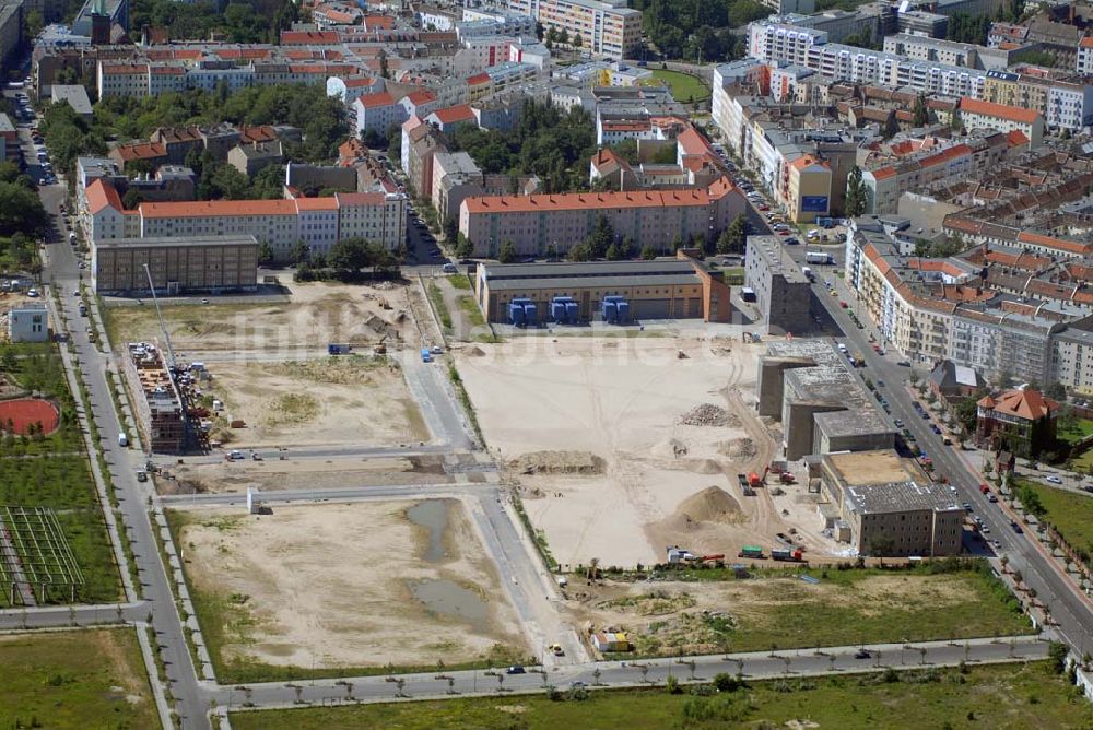 Luftbild Berlin - Erschließungs- und Abrißarbeiten am Umformwerk in Areal des Stadtentwicklungsgebietes Eldenaer Straße in Berlin