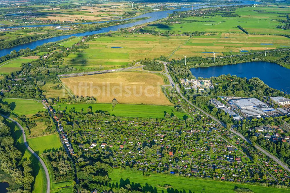 Hamburg von oben - Erschließungsgebiet Gewerbegebiet Neuländer Wettern an der A1 AS Hamburg-Harburg im Ortsteil Harburg in Hamburg, Deutschland