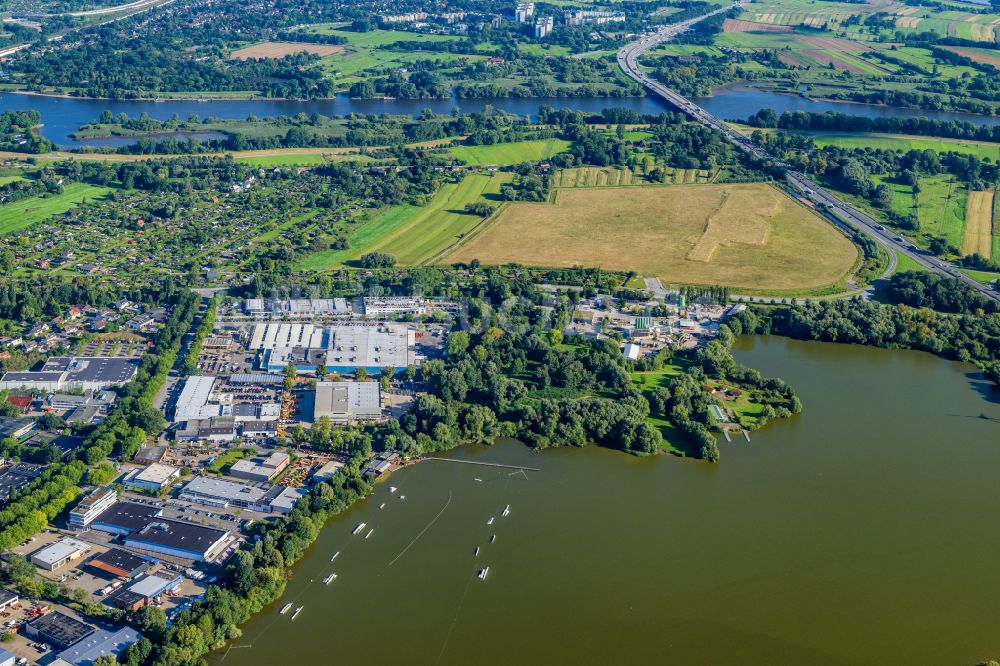 Luftaufnahme Hamburg - Erschließungsgebiet Gewerbegebiet Neuländer Wettern an der A1 AS Hamburg-Harburg im Ortsteil Harburg in Hamburg, Deutschland