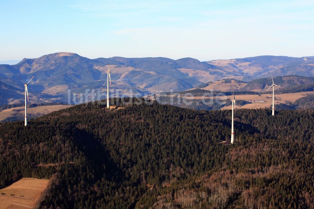 Luftaufnahme Schopfheim - Erster Windpark im Südschwarzwald auf dem Rohrenkopf im Schopfheimer Ortsteil Gersbach im Bundesland Baden-Württemberg