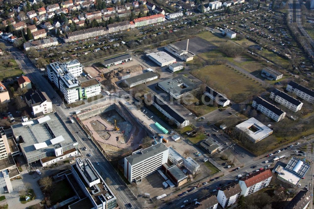 Luftaufnahme Mainz - Erweiterung Forschungs- Gebäude und Bürokomplex des Unternehmens Biontech in Mainz im Bundesland Rheinland-Pfalz