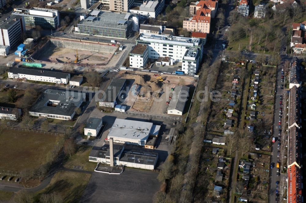 Mainz aus der Vogelperspektive: Erweiterung Forschungs- Gebäude und Bürokomplex des Unternehmens Biontech in Mainz im Bundesland Rheinland-Pfalz