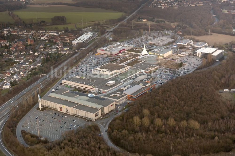 Luftaufnahme Bochum - Erweiterung und Umbau des Einkaufszentrum an der A40 Ruhrpark in Bochum im Bundesland Nordrhein-Westfalen NRW