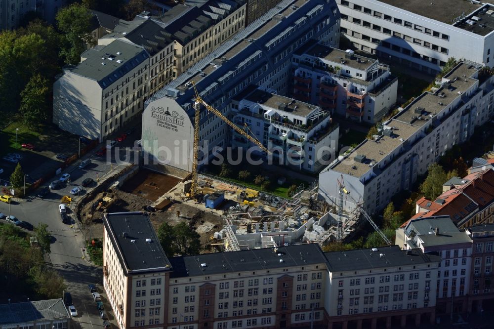 Leipzig von oben - Erweiterungs- Bau eines neuen Wohngebäudes in Leipzig im Bundesland Sachsen