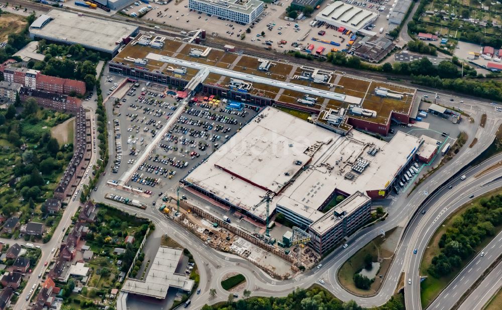 Kiel aus der Vogelperspektive: Erweiterungs- Baustelle am Gebäudekomplex des Einkaufszentrum CITTI-PARK Kiel in Kiel im Bundesland Schleswig-Holstein, Deutschland