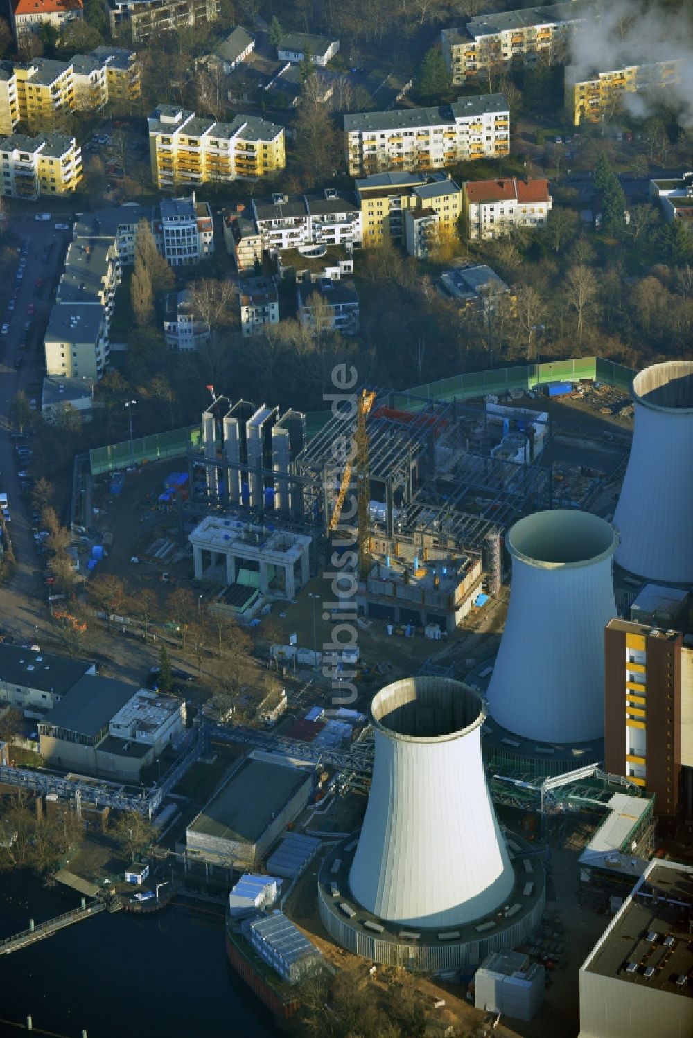 Luftaufnahme Berlin - Erweiterungs- Baustelle am Kraftwerk Berlin Lichterfelde