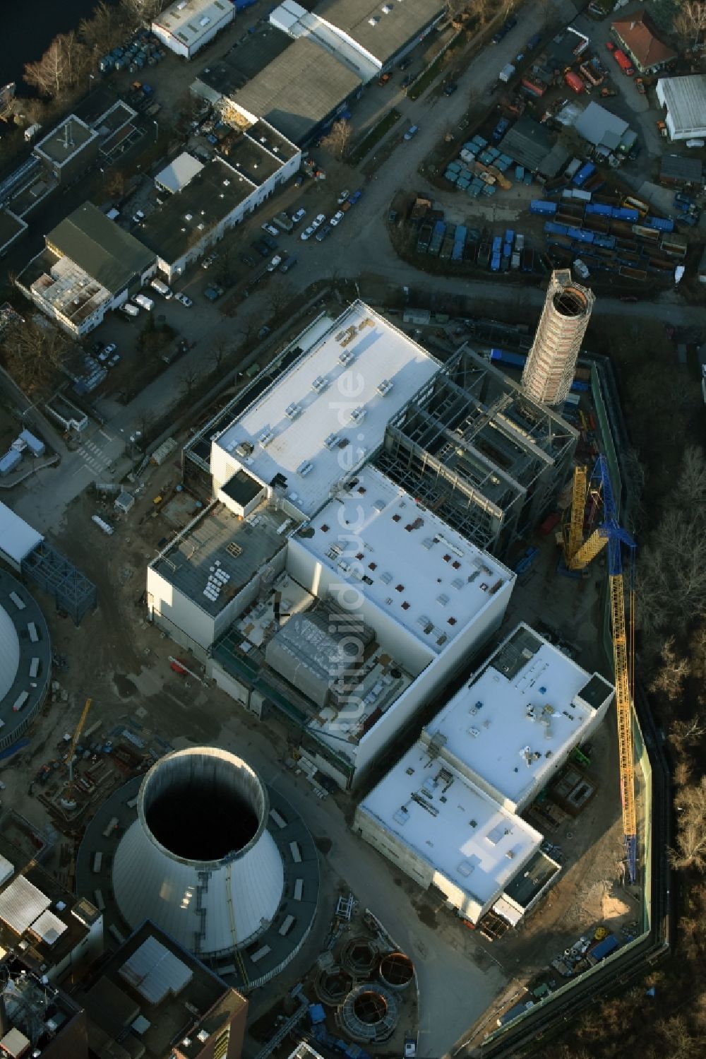 Luftaufnahme Berlin - Erweiterungs- Baustelle am Kraftwerk Berlin Lichterfelde