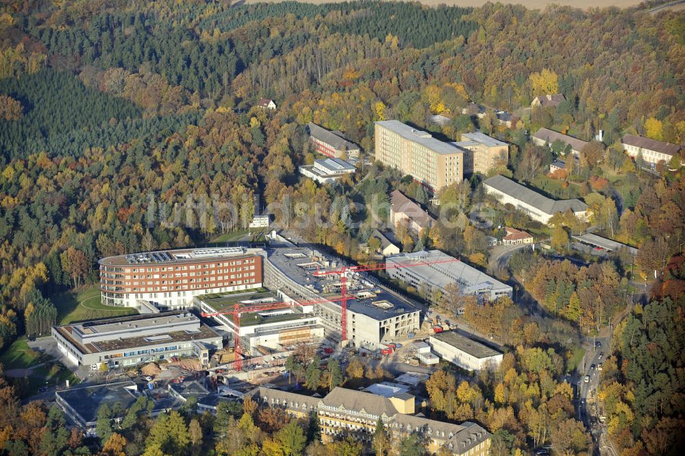 Luftbild Gera - Erweiterungs- Baustelle des SRH Wald-Klinikum Gera