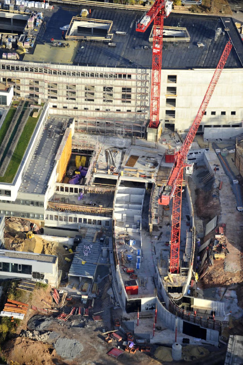 Luftbild Gera - Erweiterungs- Baustelle des SRH Wald-Klinikum Gera